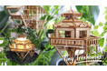 組み立てに思わず夢中になる！植木鉢に飾れるLEDライト付きミニチュアハウス【付属のフラットベースで置き型インテリアとしても】