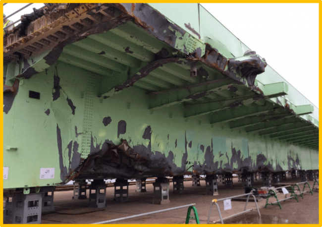 昨年タンカーが衝突した関空連絡橋の橋桁