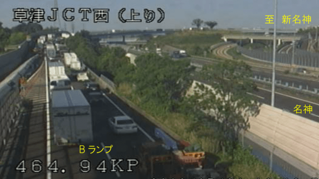 草津JCT Bランプの渋滞発生状況