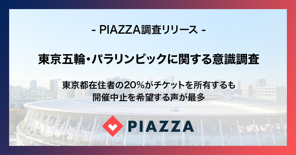 東京五輪 パラリンピックに関する意識調査 東京都在住者の20 がチケットを所有するも 開催中止を希望する声が最多 Piazza株式会社のプレスリリース