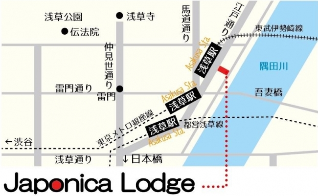 カフェは東武浅草駅側と墨田公園側の両面間口です