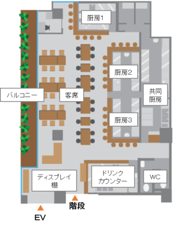 ３階　シェアダイニング フロア図　（イメージ）