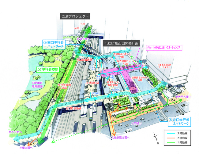 【整備後の浜松町駅周辺イメージパース(2030年度予定)】