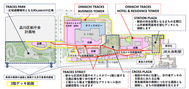 図2　施設構成図（3階デッキ平面図※一部1階を表現）