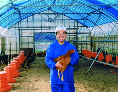 比内地鶏生産責任者である阿部一茂