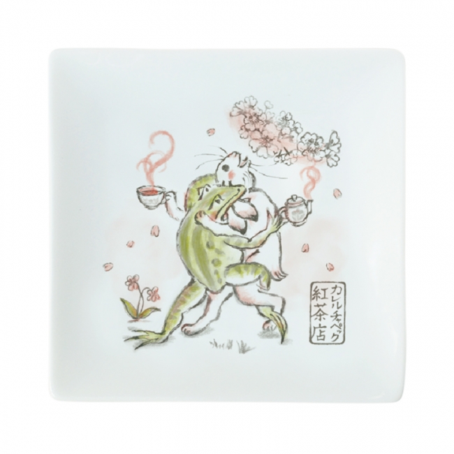 鳥獣戯画 角豆皿・桜