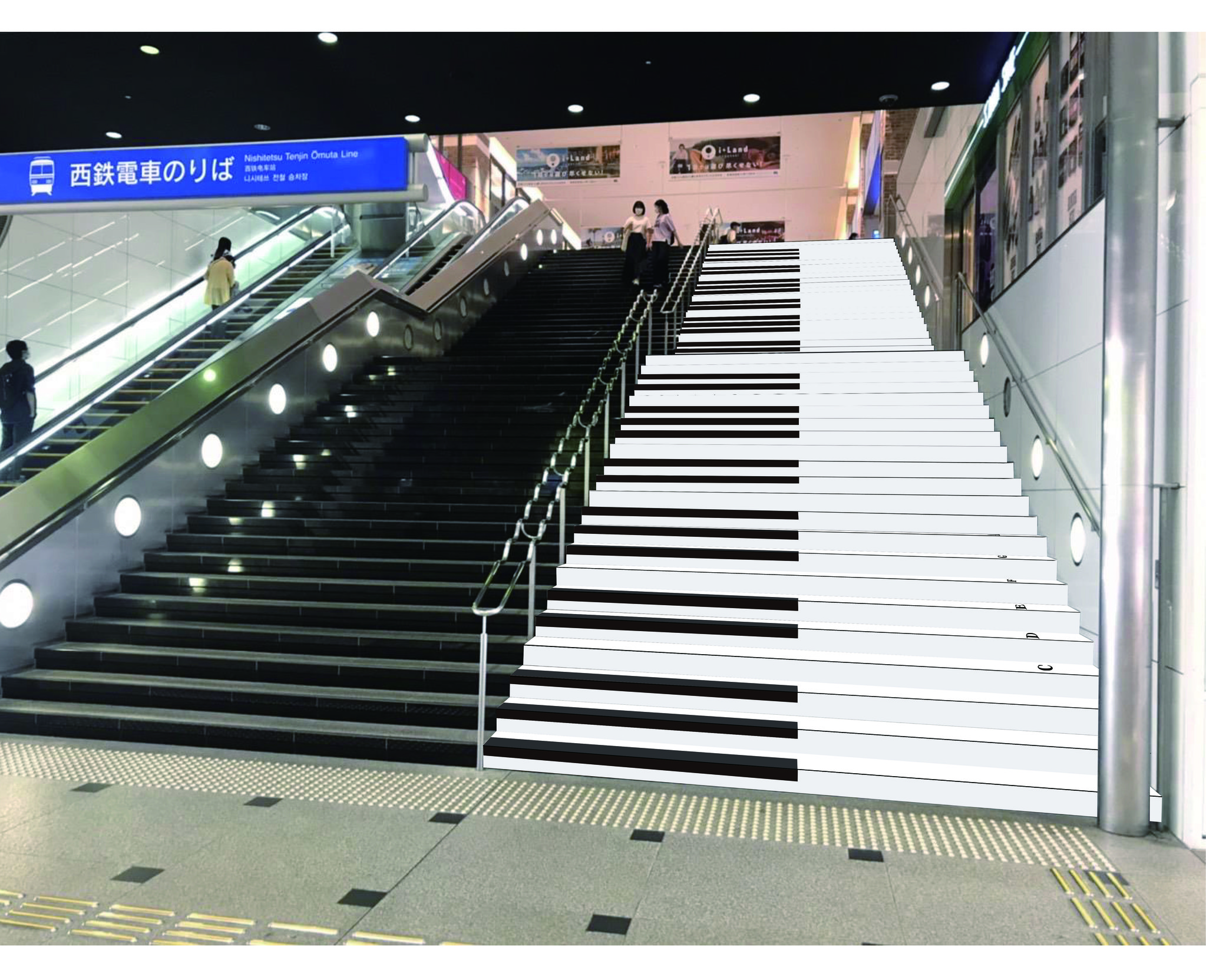 西鉄福岡（天神）駅に巨大階段ピアノが出現します！