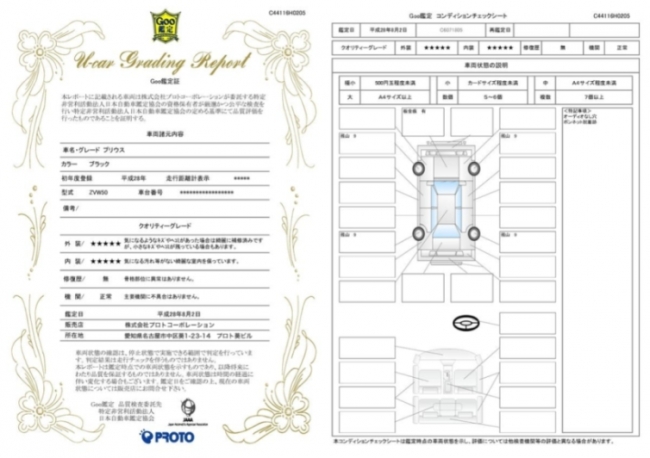 「ID車両」車両状態評価書イメージ