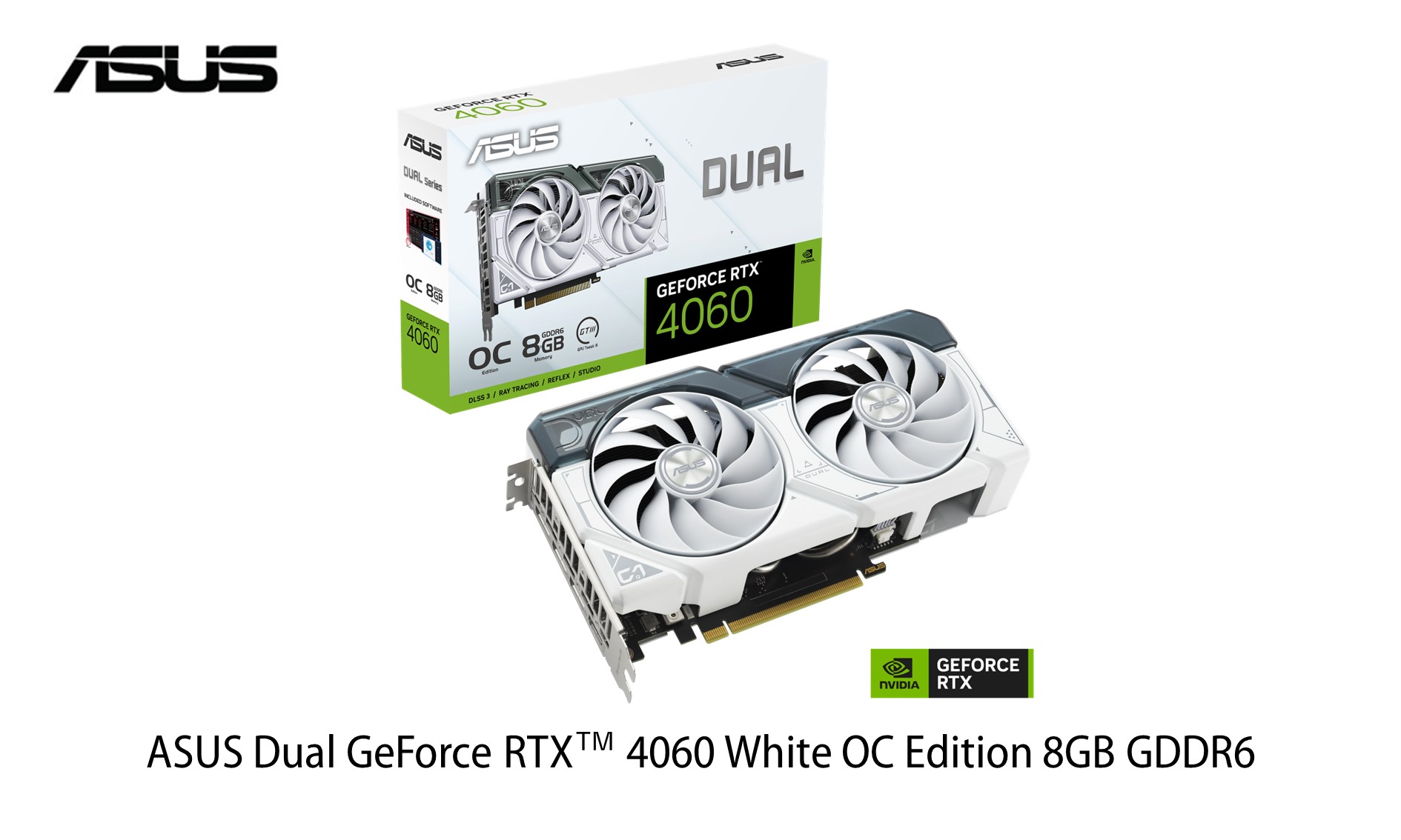 ASUSの2連ファンで2.5スロット幅のコンパクトな設計のNVIDIA GeForce