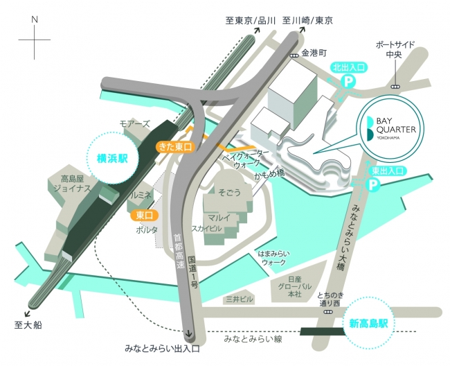 横浜ベイクォーターアクセスマップ