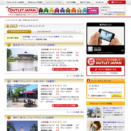 全国アウトレットモールの口コミ情報サイト アウトレット ジャパン 人気ランキングを提供開始 株式会社アウトレット ジャパンのプレスリリース