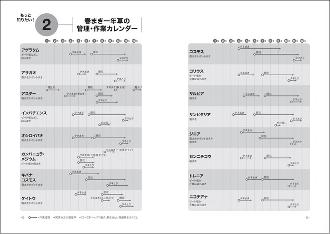 「春まき一年草の管理・作業カレンダー」