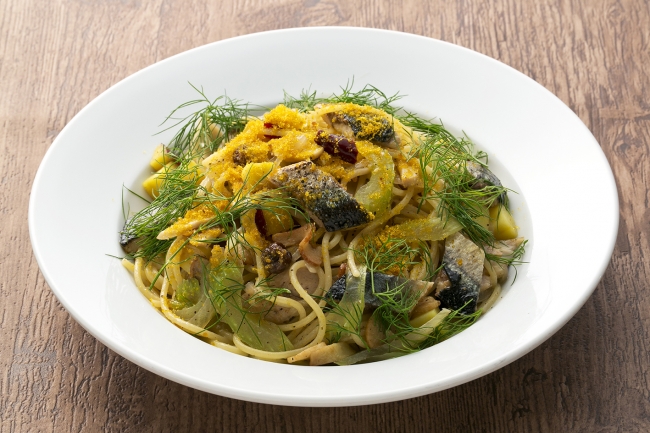 秋の味覚 炙りサンマとカラスミのスパゲティ