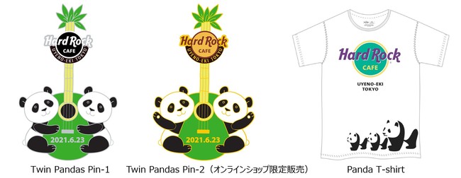 特価◆ハードロックカフェ上野♥パンダピン♥2種×2セット☆シャンシャン＆双子