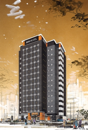 アパホテル〈東新宿 歌舞伎町西〉完成予想外観パース