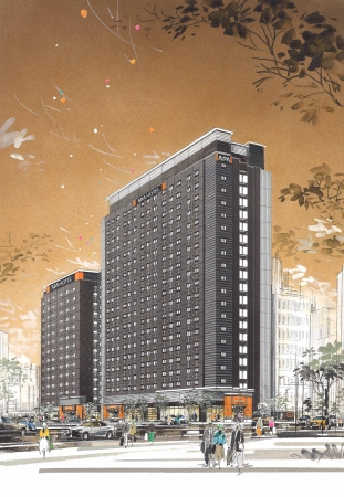 アパホテル〈東新宿 歌舞伎町タワー〉完成予想外観パース