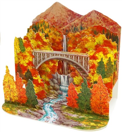 オータムカード橋と滝のある紅葉風景Ⓒ 2020　SANRIO Co., Ltd. 