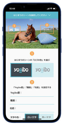 ２.ロゴの色や『Yogibo歴』『名前』などの情報を入力します。