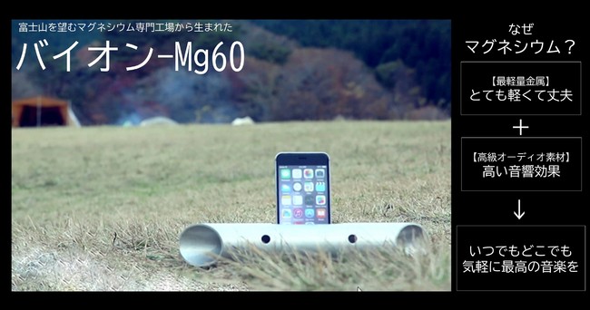 スマートフォン用無電源スピーカー「バイオン-Mg60」