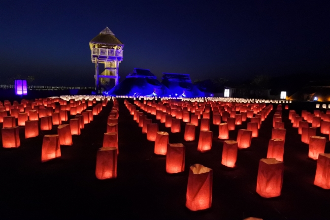 吉野ヶ里歴史公園、冬の恒例イベント「光の響」