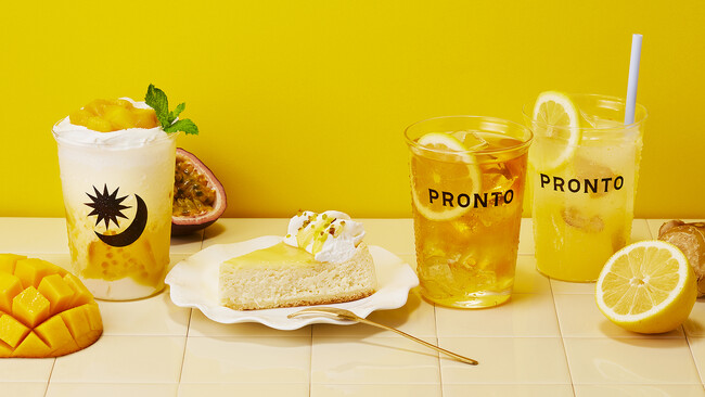 左から「マンゴー杏仁タピオカみるく」「瀬戸内レモンのチーズケーキ」「アイストロピカルレモンティー」「ジンジャーレモンスカッシュ」