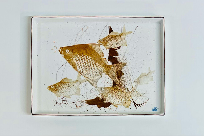 ロイヤルコペンハーゲン、ニルス・トーソン絵付の貴重な作品。魚文トレイ（30×22.5cm）132,000円(税込)