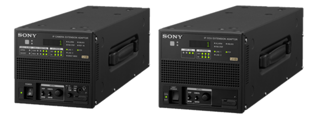 左からIPカメラエクステンションアダプター『HDCE-TX50』IP CCUエクステンションアダプター『HDCE-RX50』