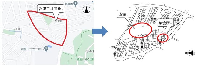 香里三井団地地図