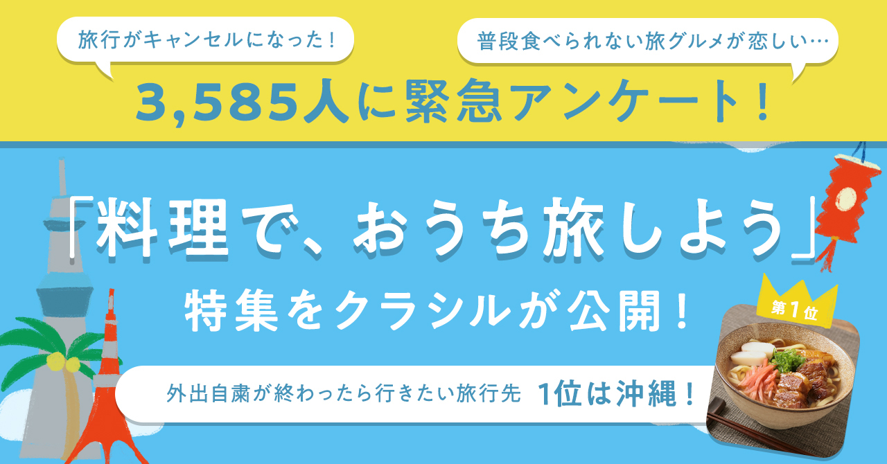 クラシル Gw中の 旅行に行けない 不満をご当地レシピで解消 人気の旅行先のグルメを本格再現 Dely株式会社のプレスリリース