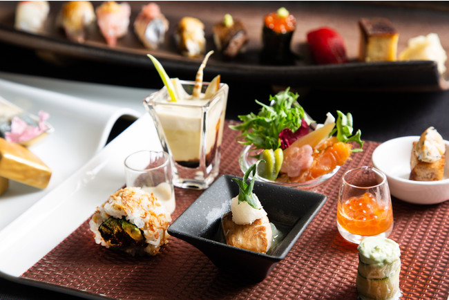 新鮮な食材を使用した本格的江戸前寿司と料理長特製創作和食会席「Blue Seasons」