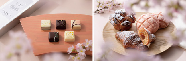 （左）kiki-季季-「ボンボンショコラ 季節限定5個入り～春～」／（右）BLUE TREE さくらパン各種　※写真はイメージです