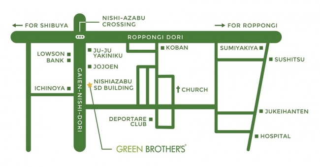 GREEN BROTHERS 西麻布店　地図