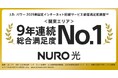 ソニーグループの通信「NURO 光」、9年連続、総合満足度No.1を受賞