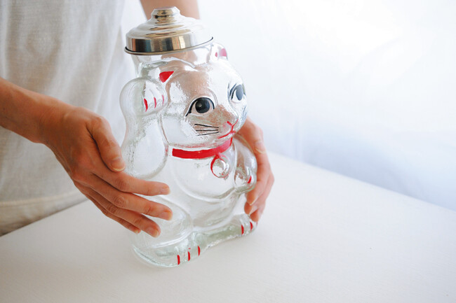 ■なつかしのガラス瓶シリーズ 招き猫大