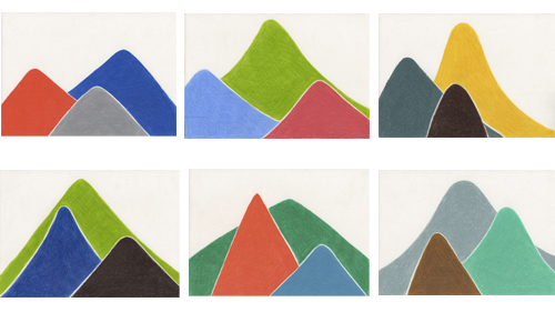 『mountains』紙、色鉛筆