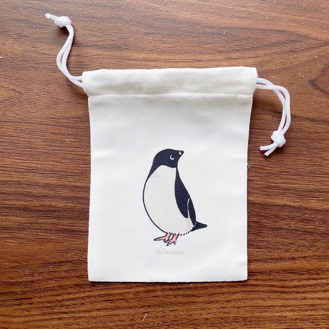 アデリーペンギンの巾着袋(1,000円) 作家：しばさな