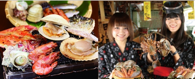 浜焼きは100円からご用意。お得なセットもあります。