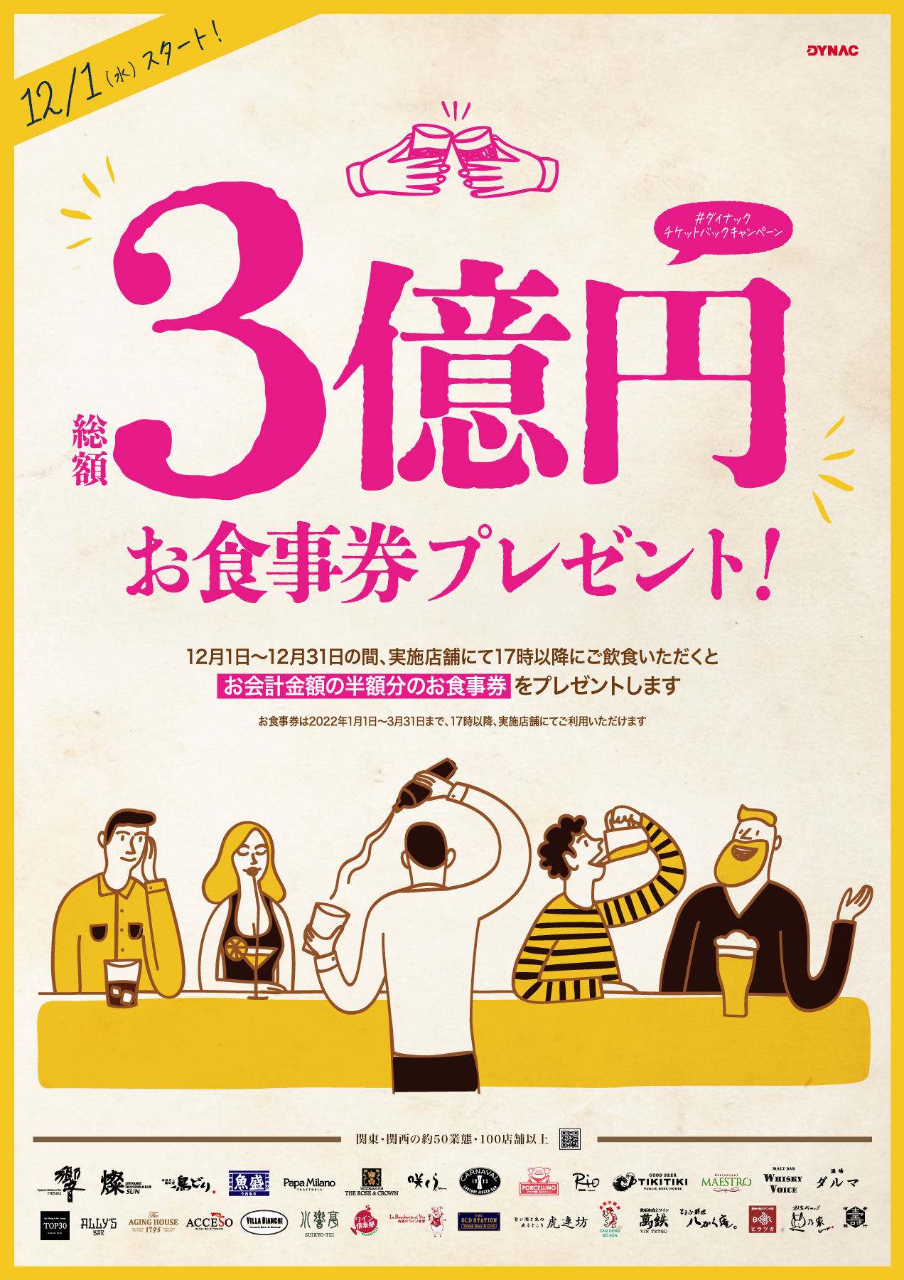 総額3億円お食事券プレゼントキャンペーン開催！｜株式会社ダイナック