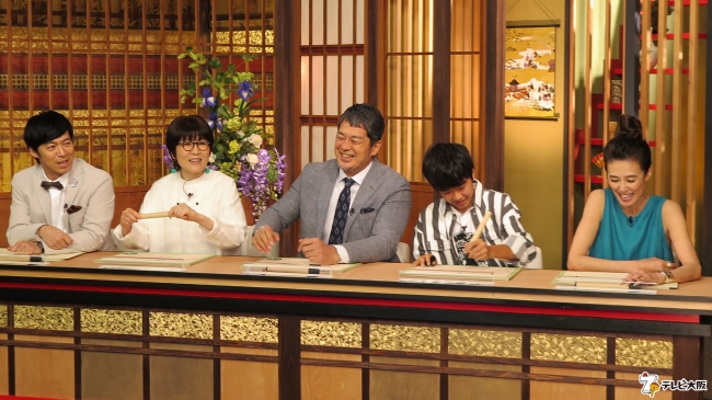 （左から）東貴博、光浦靖子、髙田延彦、鈴木福、萬田久子