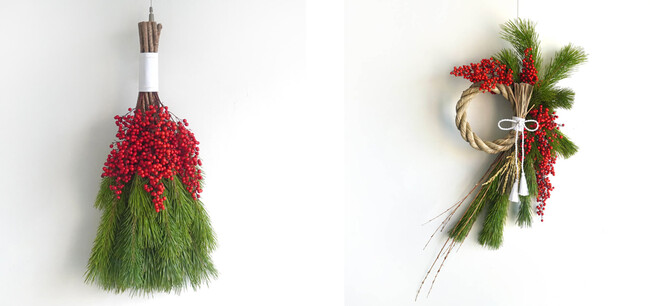 左：お正月飾り＜あけぼの＞　右：お正月飾り＜みのり＞　各13,200円(税込)