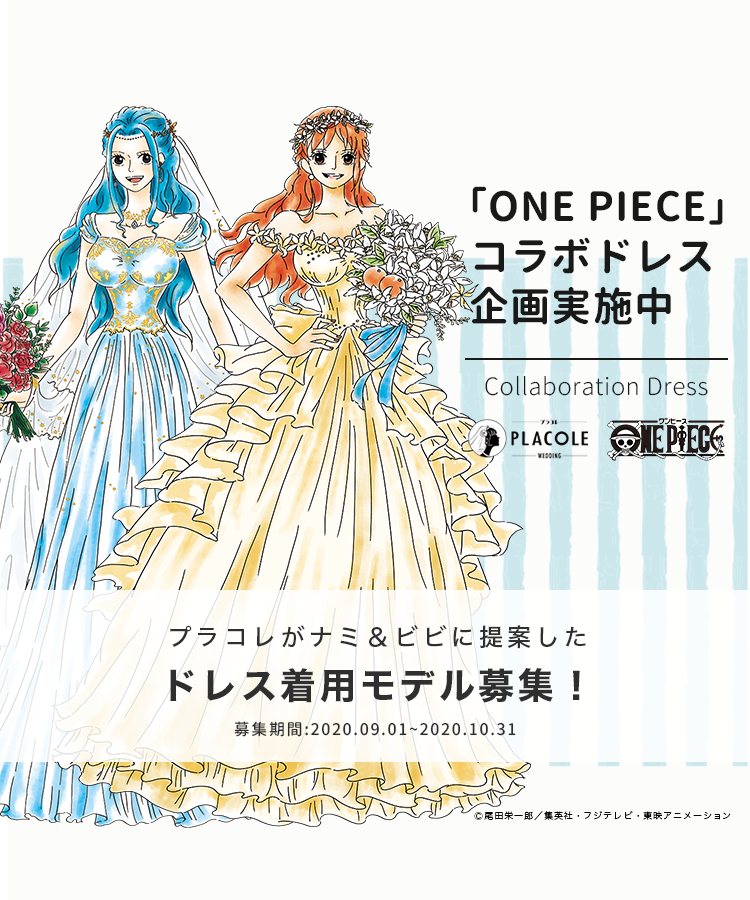 モデル募集スタート プラコレ One Piece ワンピース とのコラボドレス企画 ワンピースキャラクター に提案中のオリジナルウェディングドレス着用モデルの募集を開始します 冒険社プラコレのプレスリリース