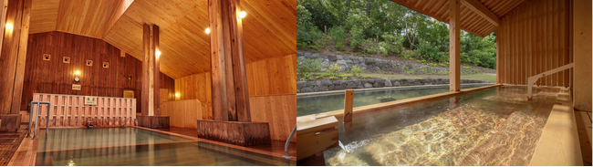 （左から順に）2位「日本の山岳温泉リゾート 新玉川温泉」の大浴場、露天風呂の様子