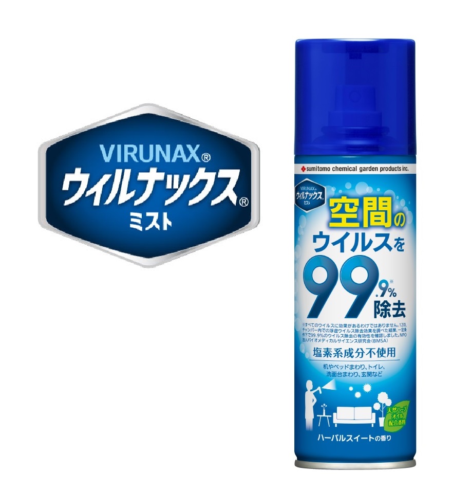 アロマのミストで室内空間のウイルス99 9 をすばやく除去 するウイルス除去 剤 ウィルナックス ミスト2ｍl リニューアル発売 住友化学園芸株式会社のプレスリリース