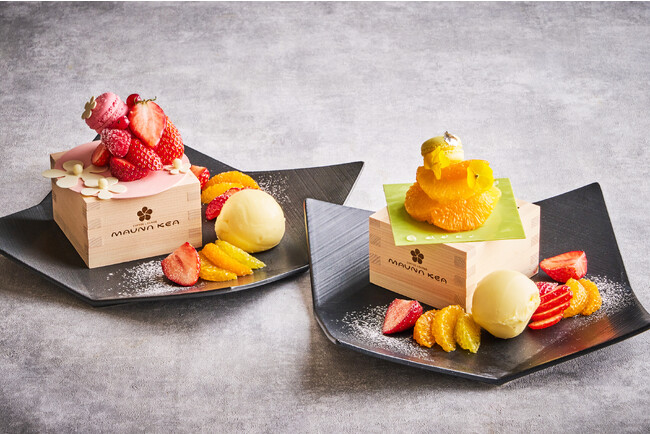 味わいの異なる2種の升スイーツ（コーヒーラウンジ マウナケア）