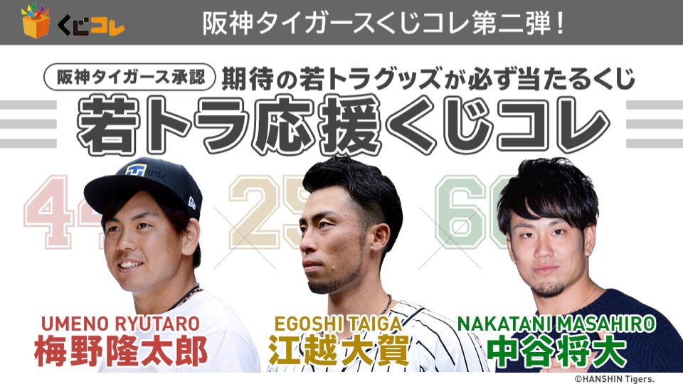 若トラ３選手(阪神タイガース)の特製グッズが当たるオンラインくじ