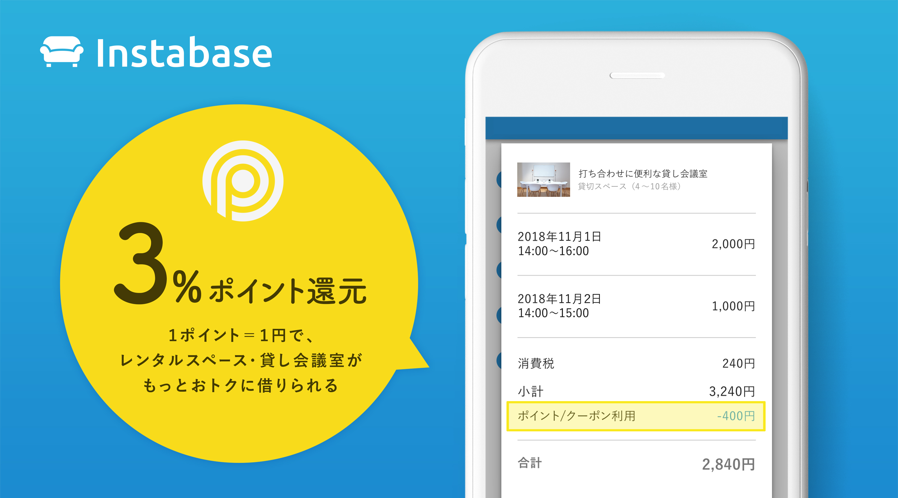 Rebase レンタルスペース予約サービス インスタベース においてポイント機能の提供開始 株式会社rebaseのプレスリリース