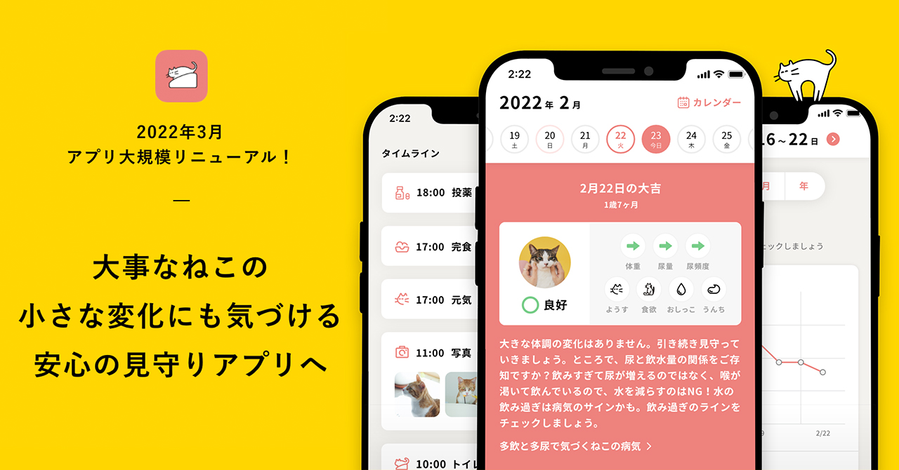 ねこのスマートトイレ「Toletta（トレッタ）」アプリ全面リニューアル