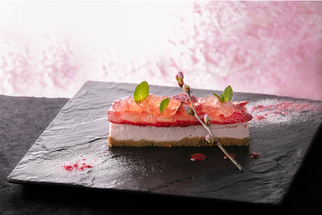 桜風味のレアチーズケーキ