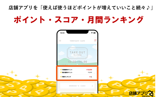 店舗アプリに新機能 スコア 月間ランキング のお知らせ 株式会社 トランスメディアgpのプレスリリース