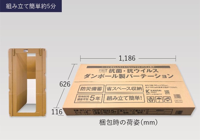 抗菌・抗ウイルス段ボール製パーテーション(R)︎